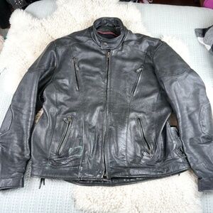Jammin Leather Motorcycle Jacket Men 3XL XXXL Black Vented Biker VTG Matrix